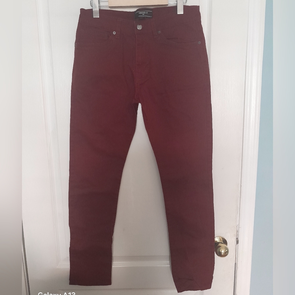 Forever 21 Men's Deep Red Slim Pants